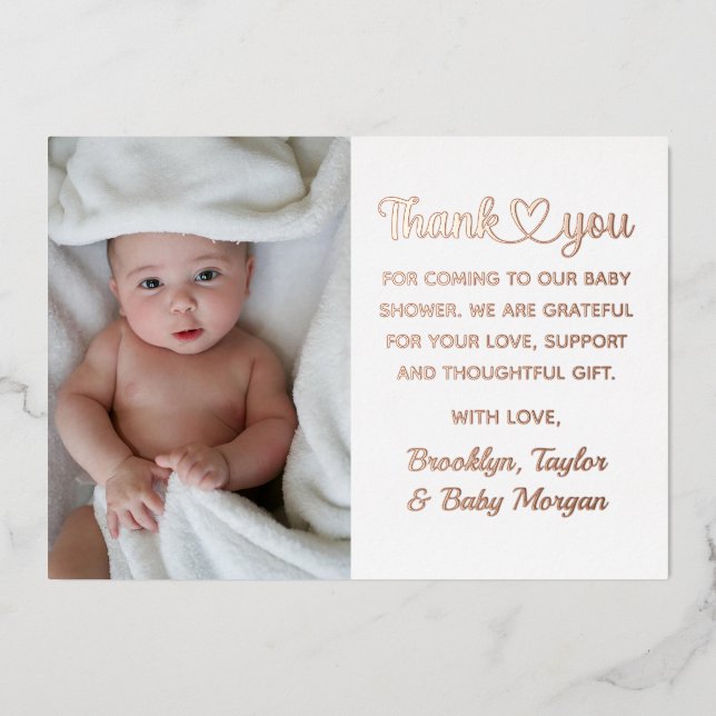 Cute Thank You Heart Custom Photo New Baby Shower (Front)