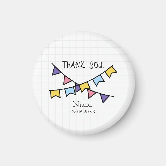 Cute Thank you kids line background with bunting  Magnet (Front)