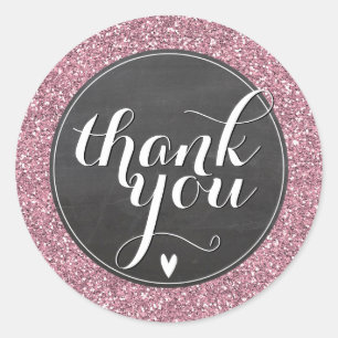 CUTE THANK YOU SEAL modern plain glitter baby pink
