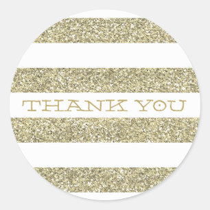 CUTE THANK YOU SEAL modern stripe glitter gold