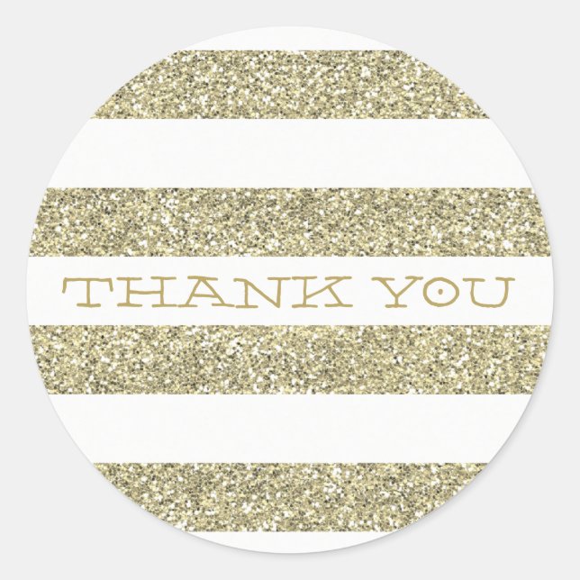 CUTE THANK YOU SEAL modern stripe glitter gold (Front)