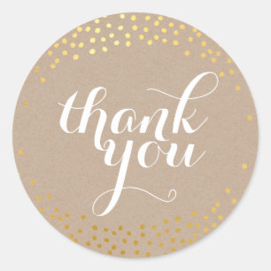 CUTE THANK YOU SEAL rustic gold confetti kraft