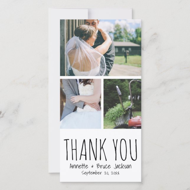 Cute Thank You Typography Script Wedding Card (Front)