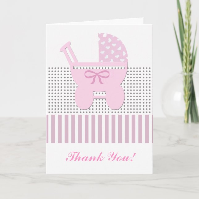 Cute Thank Your Baby Girl Design Thank You Card (Front)