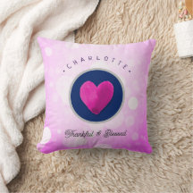 Cute Thankful and Blessed Heart Add Your Name Pink