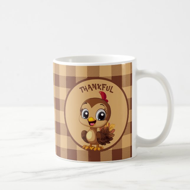 Cute Thankful Thanksgiving Turkey Coffee Mug (Right)
