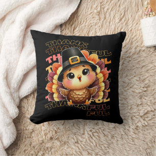 Cute Thankful Turkey - Funny Thanksgiving Cushion