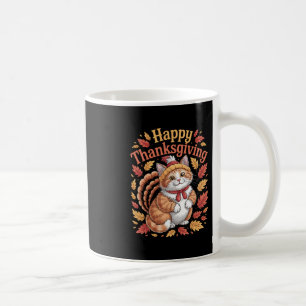 Cute Thanksgiving Cat Turkey Funny Autumn Animal  Coffee Mug