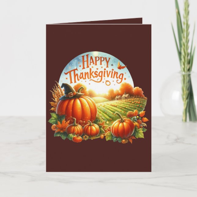 Cute Thanksgiving customisable pumpkin Holiday Card (Front)