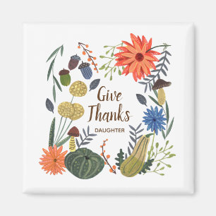 Cute Thanksgiving Daughter floral mushroom fall Magnet