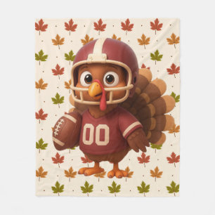 Cute Thanksgiving day football turkey Fleece Blanket