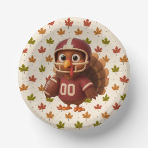 Cute Thanksgiving day football turkey Paper Plate