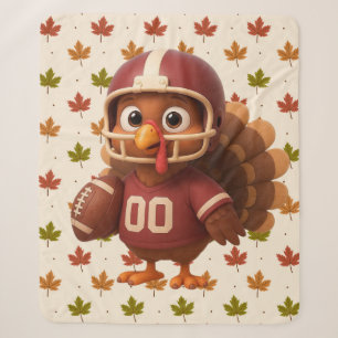Cute Thanksgiving day football turkey Sherpa Blanket