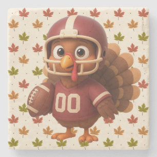 Cute Thanksgiving day football turkey Stone Coaster