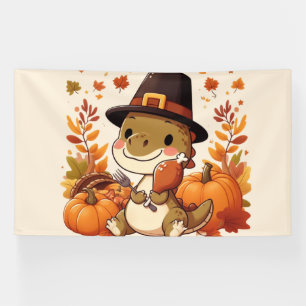 Cute Thanksgiving Dinosaur Banner