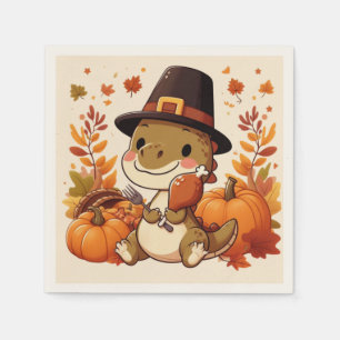 Cute Thanksgiving Dinosaur Napkin