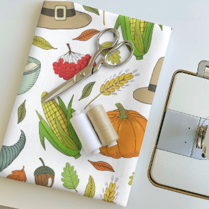 Cute Thanksgiving Fall Harvest Pattern with Pumpki Fabric