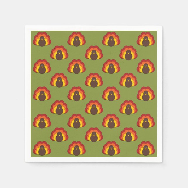 Cute Thanksgiving Fall Holiday Turkey Pattern Napkin (Front)