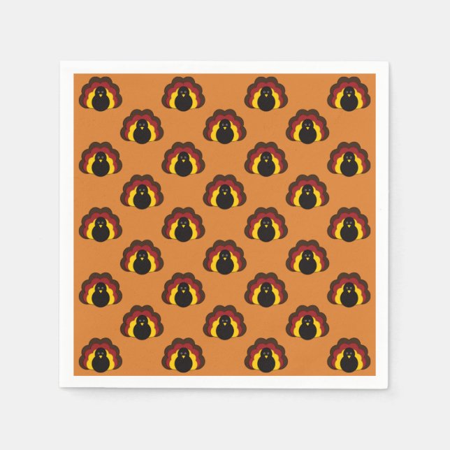 Cute Thanksgiving Fall Holiday Turkey Pattern Napkin (Front)