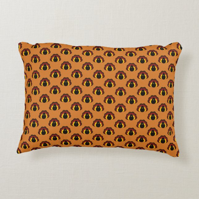 Cute Thanksgiving Fall Turkey Pattern Decorative Cushion (Back)
