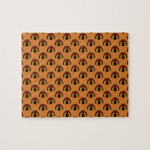 Cute Thanksgiving Fall Turkey Pattern Jigsaw Puzzle