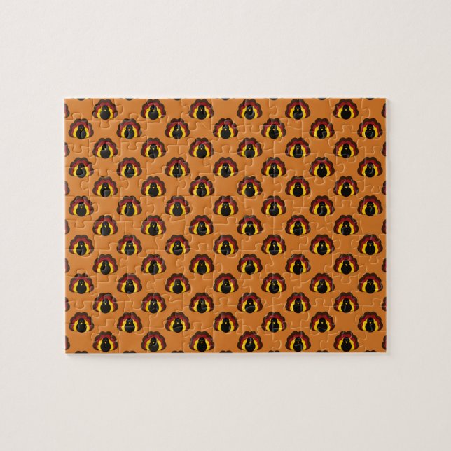 Cute Thanksgiving Fall Turkey Pattern Jigsaw Puzzle (Horizontal)