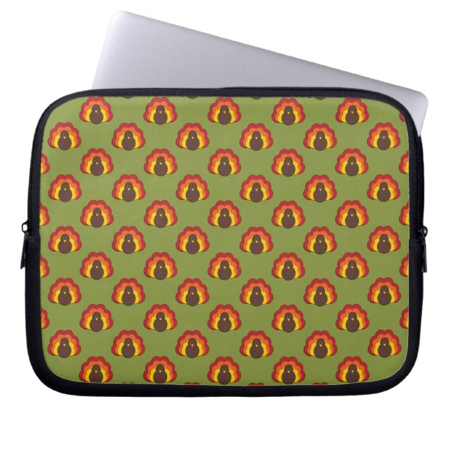 Cute Thanksgiving Fall Turkey Pattern Laptop Sleeve (Front)