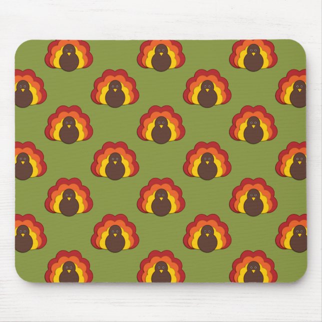 Cute Thanksgiving Fall Turkey Pattern Mouse Pad (Front)