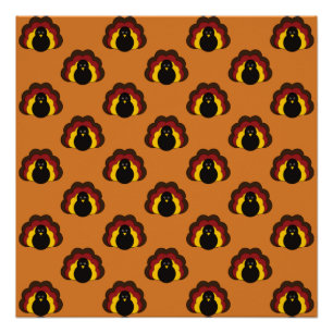 Cute Thanksgiving Fall Turkey Pattern Poster