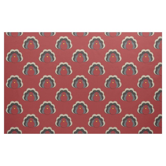 Cute Thanksgiving Fall Turkey Pattern Print Fabric (Fat Quarter)