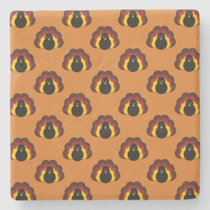 Cute Thanksgiving Fall Turkey Pattern Stone Coaster