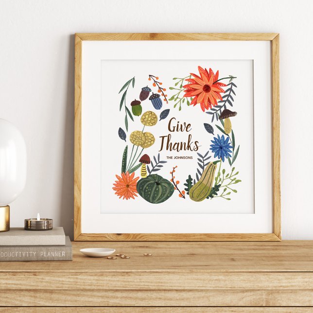 Cute Thanksgiving floral mushroom fall Poster (Cute Thanksgiving floral mushroom fall Poster)