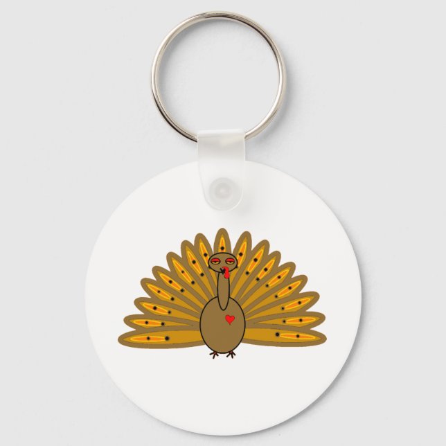 Cute Thanksgiving Friendsgiving Turkey Key Ring (Front)