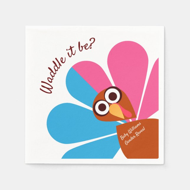 Cute Thanksgiving Gender Reveal Napkin (Front)