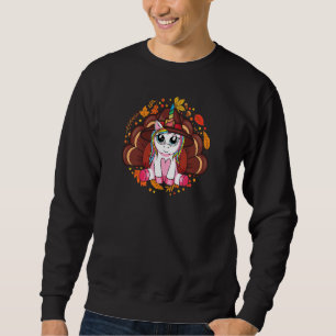 Cute Thanksgiving Girls Kids Toddler Turkey Unicor Sweatshirt