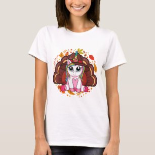Cute Thanksgiving Girls Kids Toddler Turkey Unicor T-Shirt