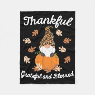 Cute Thanksgiving Gnome Leopard Gnomes Fall Pumpki Fleece Blanket