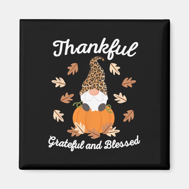 Cute Thanksgiving Gnome Leopard Gnomes Fall Pumpki Magnet (Front)