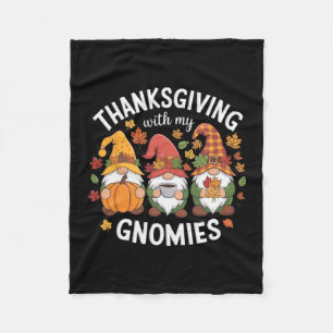 Cute Thanksgiving Gnome Turkey Autumn Holiday Fami Fleece Blanket