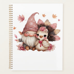 Cute Thanksgiving Gnome with Turkey Illustration C Planner