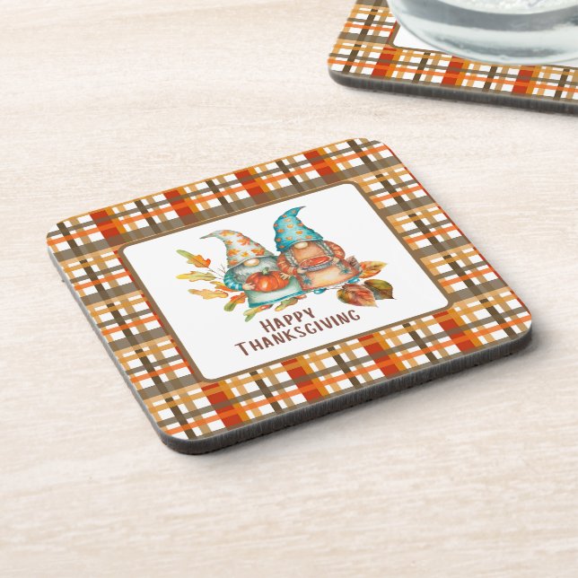 Cute Thanksgiving Gnomes  Coaster (Left Side)