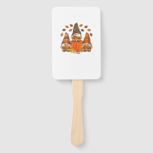 Cute Thanksgiving Gnomes Fall Leaves Autumn Gnome Hand Fan