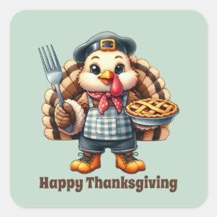 Cute Thanksgiving Holiday turkey customisable Square Sticker