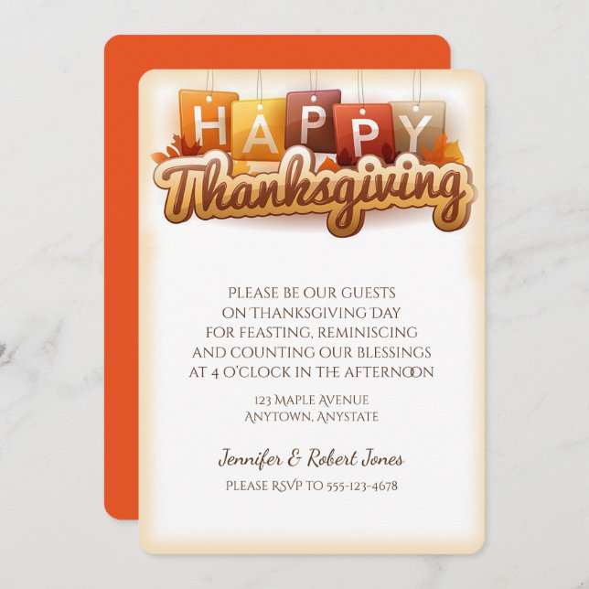 Cute Thanksgiving Invitation (Front/Back)