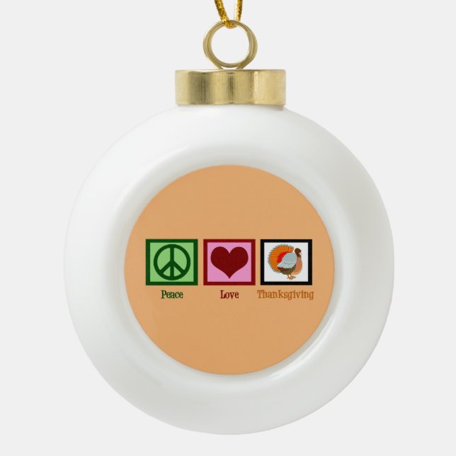 Cute Thanksgiving Orange Ceramic Ball Christmas Ornament (Front)
