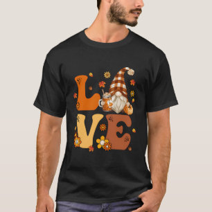 Cute Thanksgiving Pattern For Autum Gnome Love Pum T-Shirt