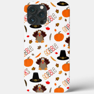 Cute Thanksgiving Pattern Gobble Give Thanks iPhone 13 Pro Max Case