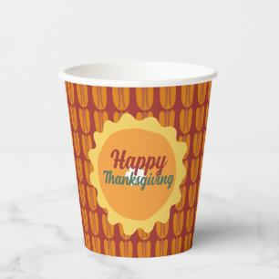cute thanksgiving pecan pattern paper cups
