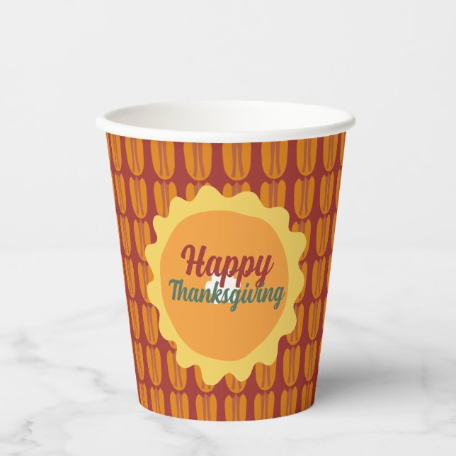 cute thanksgiving pecan pattern paper cups (Front)