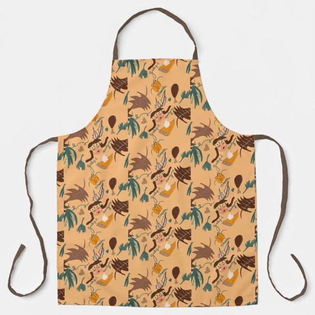 Cute Thanksgiving Pilgrim Fall Greenery Doodles Apron (Front)